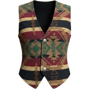 True‎ Grit Southwestern Vest med Western Tapestry Geometric Multicolor USA Made